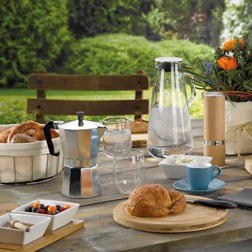 kela Servierschalen Set 4tlg PHILIPA, Porzellan Snackschalen mit Bambus Servierplatte, eckig, Dipschalen Set weiß