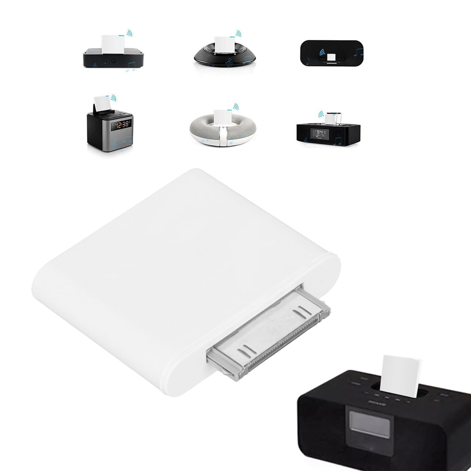 30 Pin Bluetooth Transmitter for iPod, Bluetooth 2.1 Adapter Transmitter, Plug and Play, Not for iPod Classic and Nano (White)-image-9