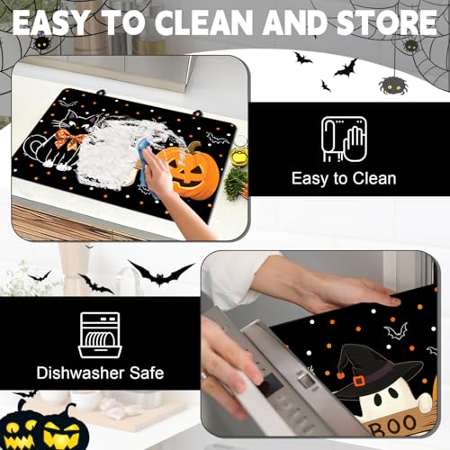 Image of Halloween Stove Top Cover for Electric Stove 28 inchx 20 inch, Boo Heat Resistant Glass Top Stove Cover Protector, Glass Cooktop Covers, Kitchen Flat Electric Stove Top Covers