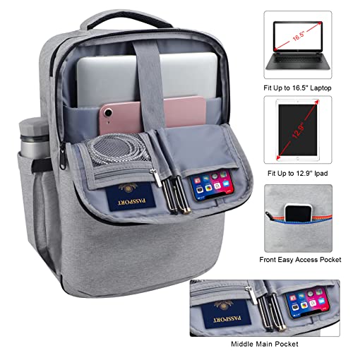 MAYMOONER Travel Backpack for Men Women with USB Charging Port,TSA Flight Approved Carry on Backpack,15.6 inch Laptop Backpack for College School Business Trip Grey2