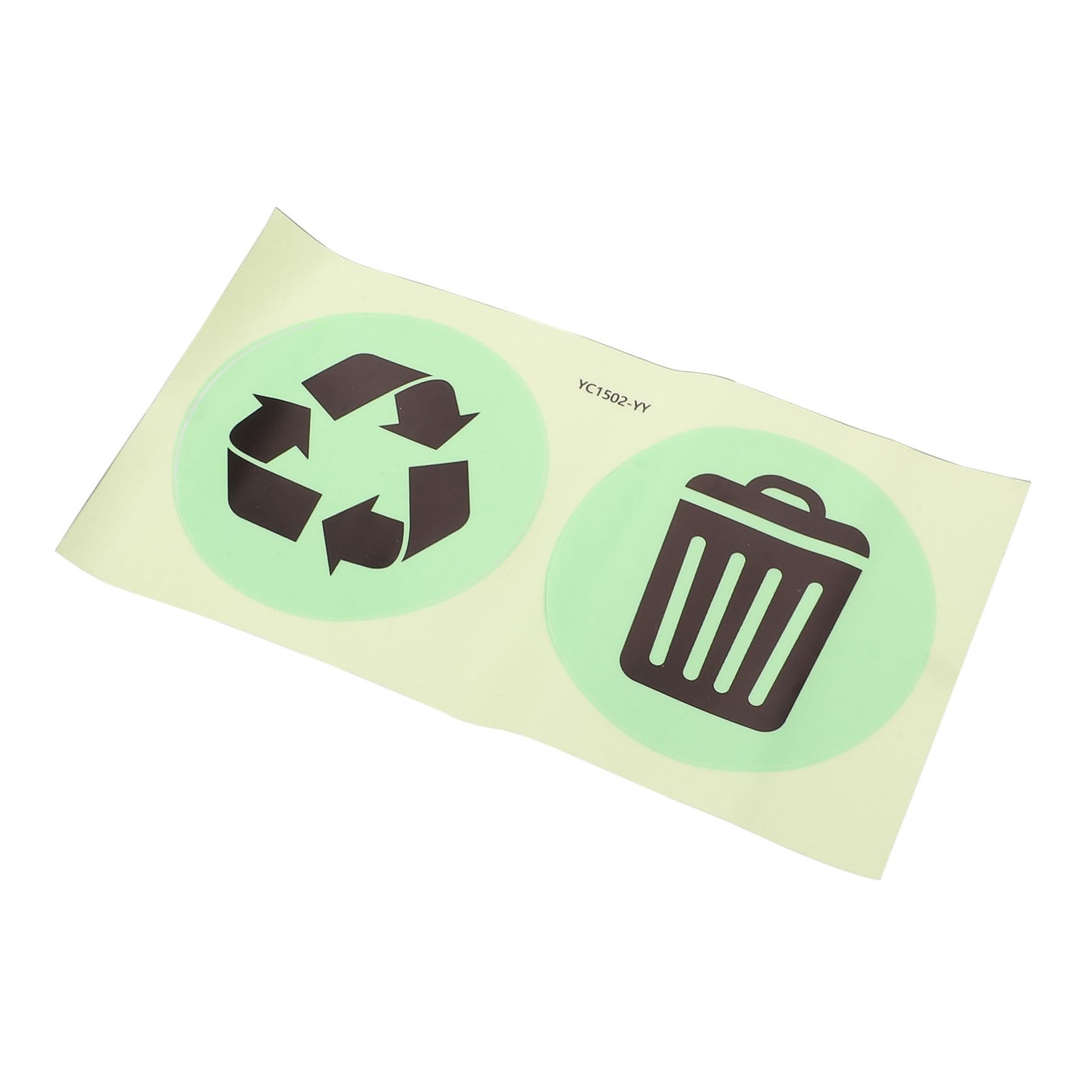 Gogogmee Recycling Symbol Vinyl Noctilucous Trash Can Stickers Waterproof Trash Bin Kitchen Labels