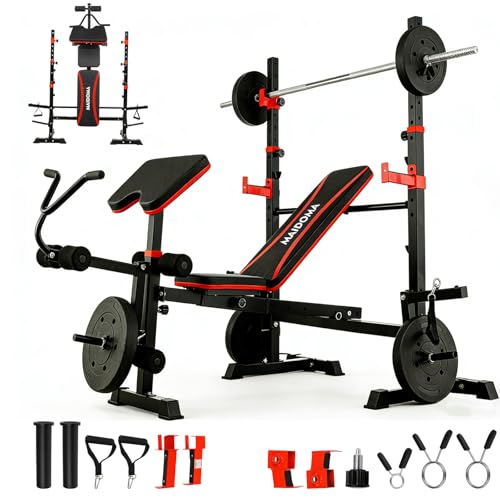 Image of MAIDOMA 1500LBS Foldable 8 IN 1 Weight Bench Set, Adjustable Flat Incline Decline Bench Press with Upgraded Wide Squat Rack and Leg Extension for Full Body Home Gym Workout (US Stock)
