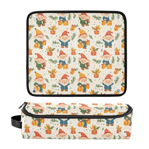 Bolsa de viaje para herramientas de cabello resistente al calor Dwarfs Bells and Gifts Marble, con tapete aislante para planchas y rizadores, organizador portátil miniatura 3
