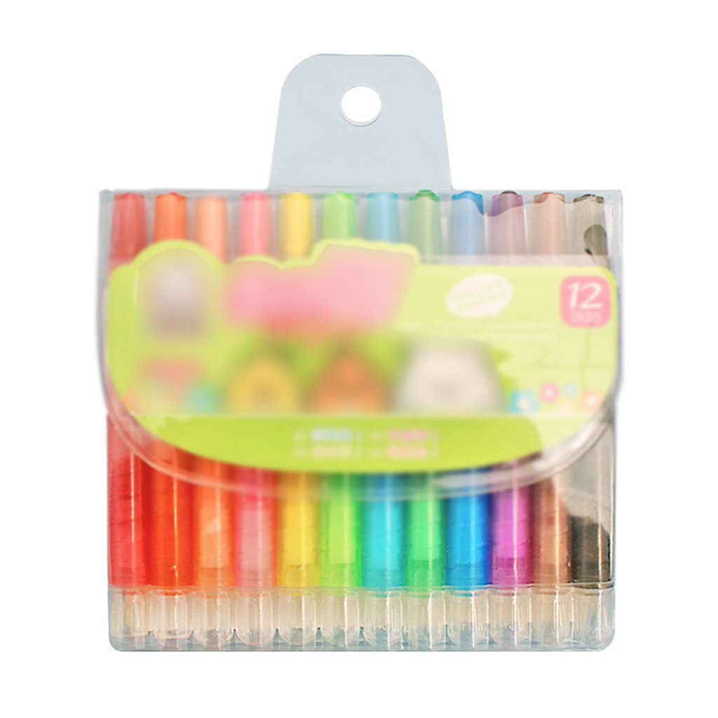 ASFD Drawing pens Children's rotating crayon cartoon 12-color 24-color oil painting stick biological painting pen 18-color plastic crayon Colour pens