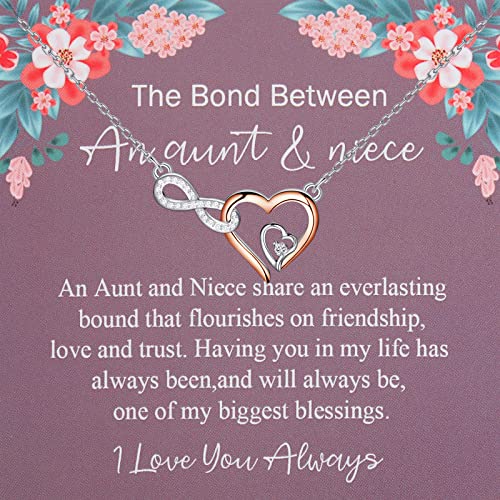 UJIMS Aunt & Niece Infinity Heart Necklace - Birthday Gifts for Auntie & Niece