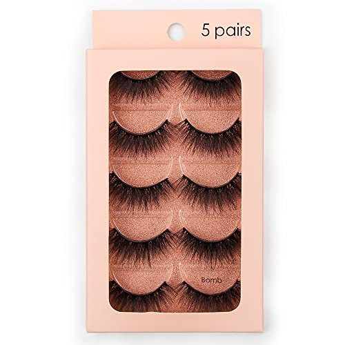 5ペア ミンク まつげ 超濃密 舞台用 化粧 ナチュラル つけまつげ ロングまつげ のエクステンション フェイクまつげ (Bomb)