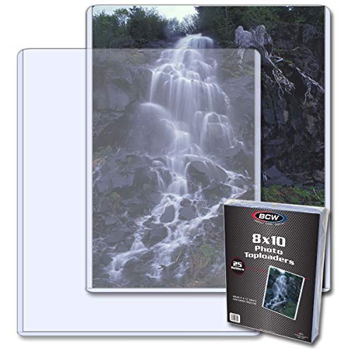 BCW 8x10 Toploader Holder - 25 Count | Rigid PVC Non-Toxic Crystal Clear Photocard Sleeves| 8x10 Plastic Sleeves for Prints | Hard Plastic Top Loader Sheet Protectors to Showcase Pictures