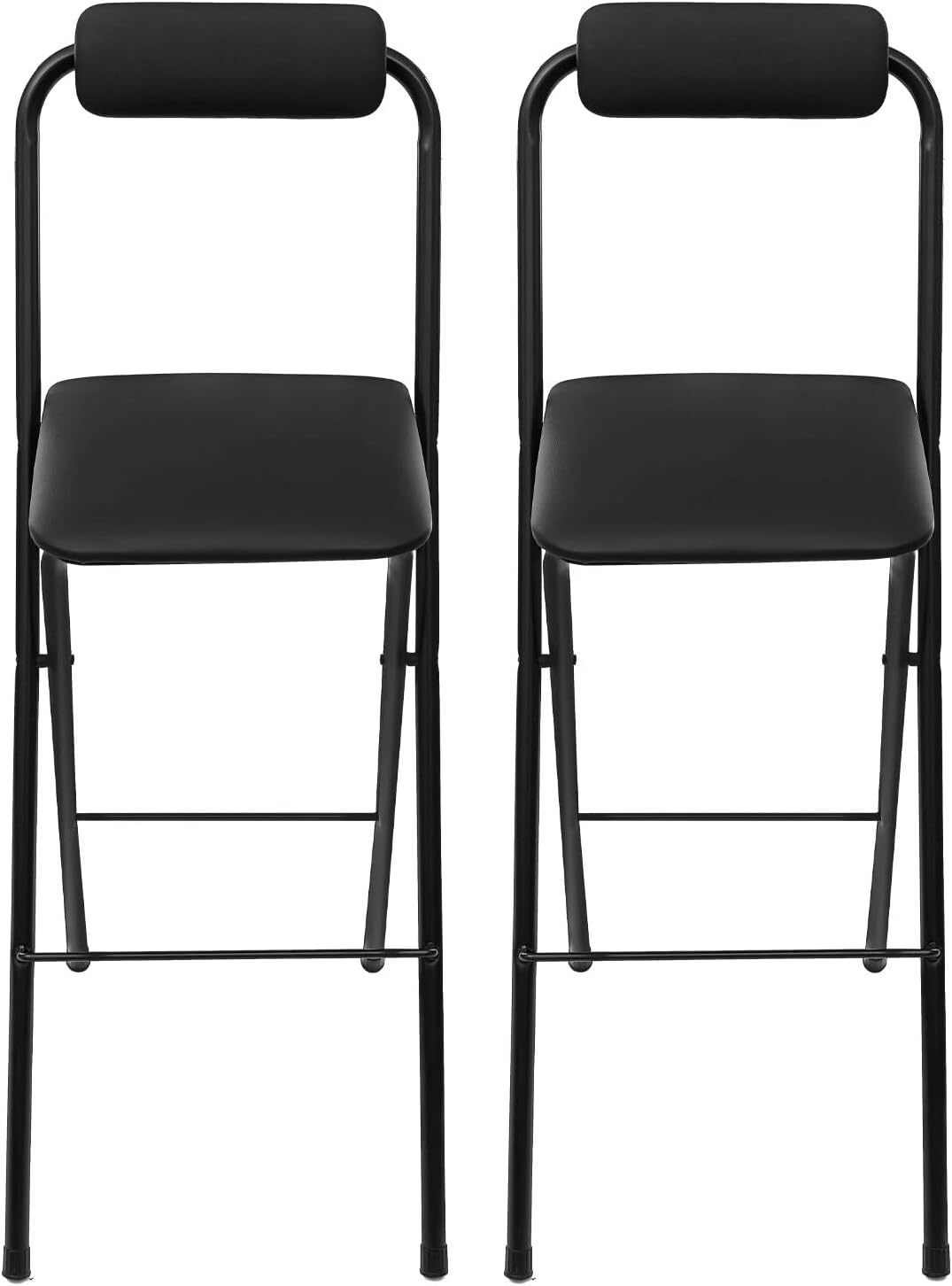 2 Pcs Foldable Bar Chair 29.5 Inch Seat Height Portable Tall Folding Stool Heavy Duty 275 LBS Load Capacity Modern Black Bar Stool for Home Kitchen Bar Cafe Office
