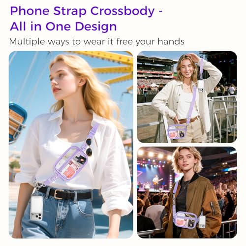 Image of Tiostep Clip and Go Strap for Phone with Wallet Crossbody Phone Lanyard and Detachable 4.5 x 6.5 Small Clear Bag for Stadium Events and Concert