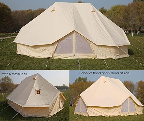 Carpa grande de algodón 6m 4 estaciones con chimenea miniatura 5