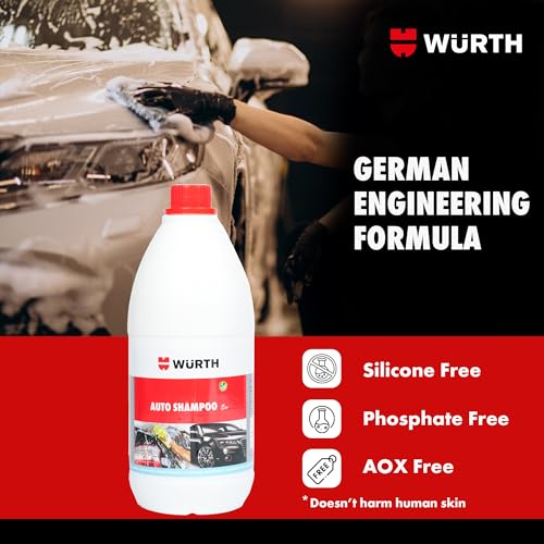 Image of Wuerth Auto Shampoo - 1L | pH Neutral Car & Bike Wash | High Performance Cleaner | Removes Dirt & Road Grime | Paint, Chrome & Plastic Safe | Silicone & Phosphate Free | Eco-Friendly Car & Moto Care