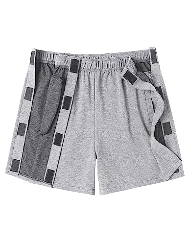 Deyeek Mens Tearaway Shorts for Men Break Away Shorts for Women Post Knee Replacement Surgery Pants with Pockets Grey
