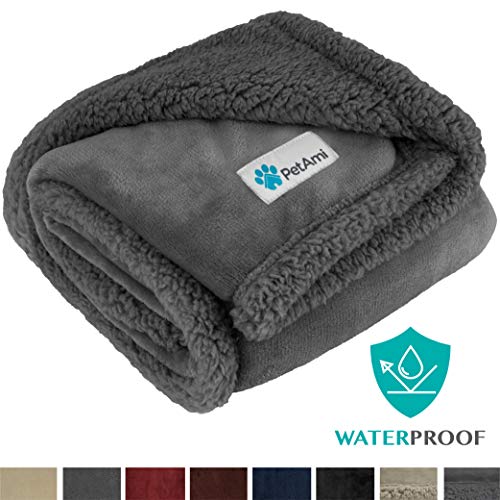 PetAmi Waterproof Dog Blanket for Medium Dogs, Puppies, Small Cats | Soft Sherpa