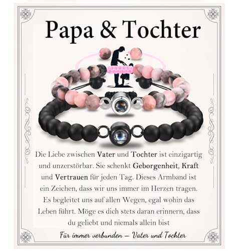 EPVID Papa Tochter Geschenk, Vater Tochter Armband Set für 2, Geschenk für Tochter zum Geburtstag Weihnachten Schulanfang Abschluss, Geschenke für Papa zum Vatertag