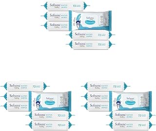 Softsens Baby 99.9% Pure Water Wipes | Pure Aloe Vera Extract with Lid Wipes For Babies (Pack of 18) Price In India
