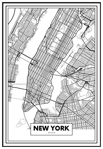 Panorama Quadro Incorniciato Mappa di New York