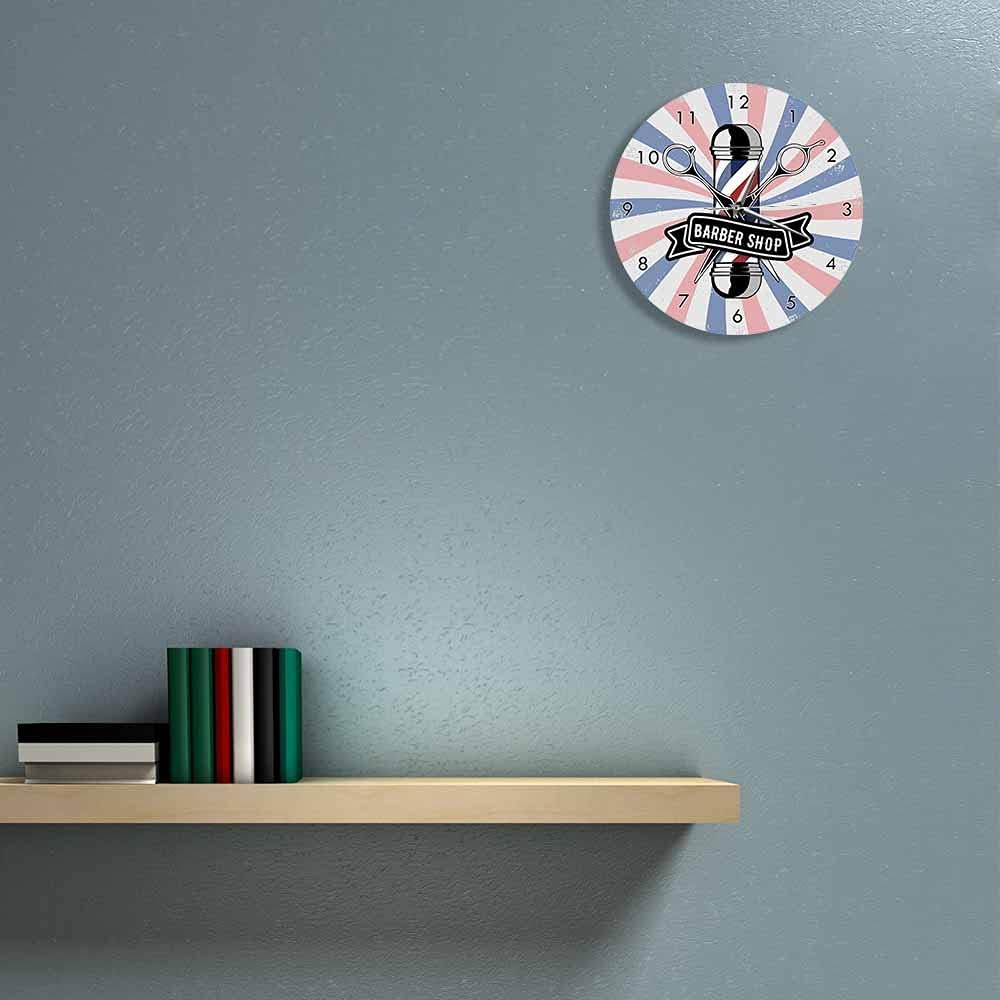 Geek Alerts Vintage Barber Pole Advertisement Wall Clock Battery Operated Mancave Barbering Art Sign Hair Salon Decorative Timepieces Silent Wall Watch