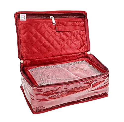 Atorakushon Combo Satin Makeup Pouches Vanity Jewellery Traveling Organizer Storage Box Cosmetic Carry It Along Anywhere Easily For Women Maroon #TOP4