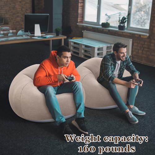 Image of Realspring Inflatable Bean Bag Chairs Outdoor Blow up Camping Chairs Inflatable Lazy Sofa Folding Portable Bean Bag Loungers Couch for Movie Night(Coffee,6 Pcs)