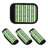 2 fundas para asa de equipaje de poliéster, para identificación de equipaje de viaje, Trébol verde claro sobre rayas verdes, one sizex4
