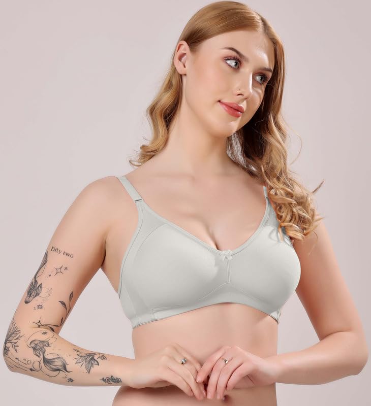 Image of London Hills Regular Bra for Women Everyday Non Padded Wire Free Full Coverage Cotton Blend