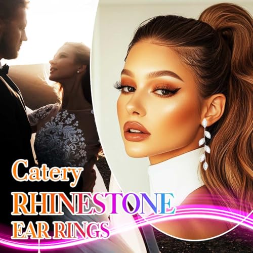 Catery Crystal Wedding Earrings Rhinestones Dangling Earrings Leaf Bridal Ear Jewelry for Brides and Women3