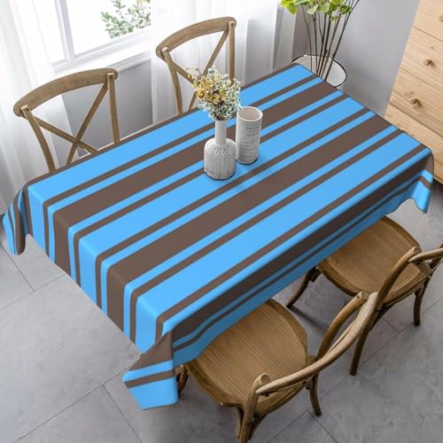 Aozhiswe Mantel Antimanchas Cuadrada Abstracto Rayado Mantel de Mesa Azul Café 90x90 cm Manteles Impermeable Poliéster Protector Comedor para Interior Exterior a-4551