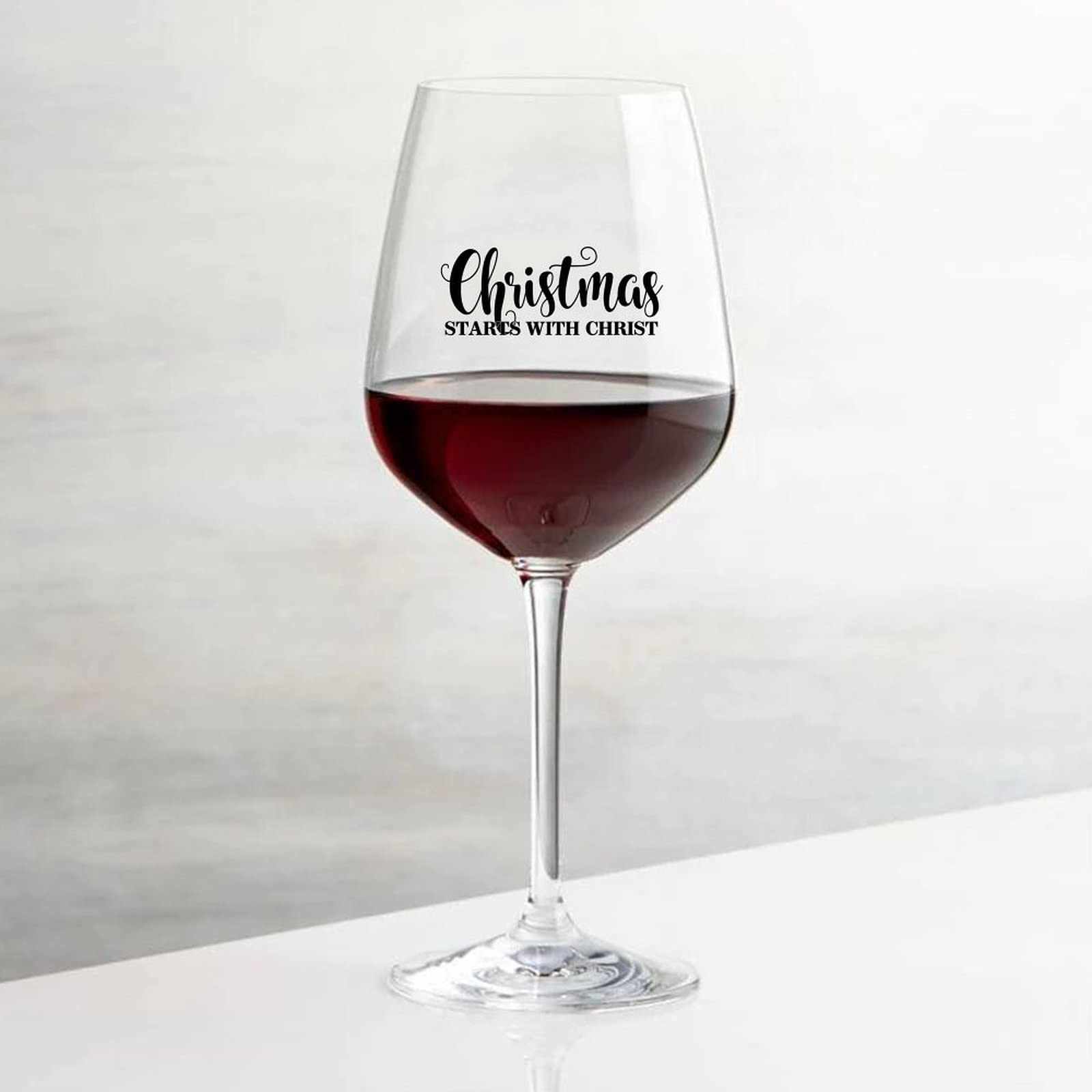 Juego de 2 copas de vino tinto, Navidad comienza con Cristo, copas de vino personalizadas de 17 onzas, para despedida de soltera, esposa, mamá o novia