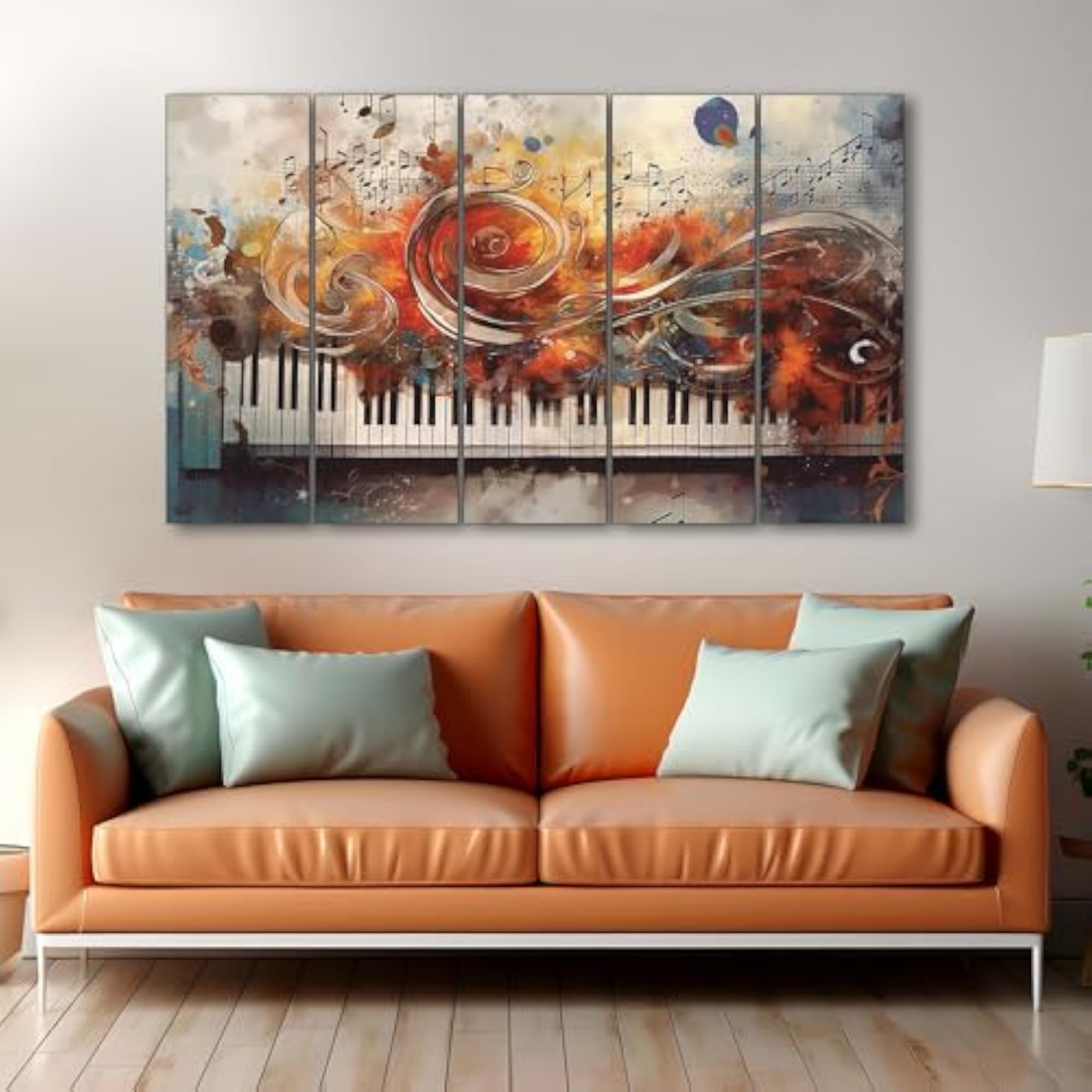 Big Size Piano Painting with Frame for Living Room