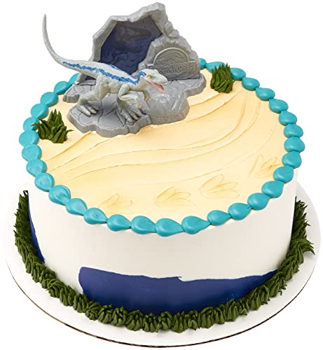 DecoSet® Jurassic World™ Warning Cake Topper, 3 Piece Dinosaur Cake Decoration With Blue, 3D Base, And Hidden Fossil Stamper