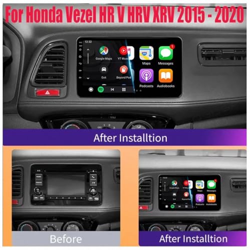 Radio de coche para Honda HR-V con Carplay Bluetooth pantalla táctil y cámara trasera 2