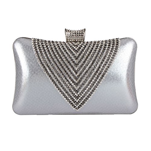 EULovelyPrice Sacs à main pour femme Sac de soirée Pochettes en strass avec perles Sac de mariage (Argent) Cover