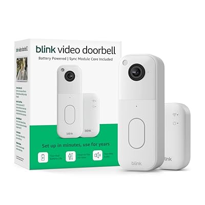 Blink Video Doorbell (newest model) – Head-to-toe HD view, two-year battery life, and simple setup. Sync Module Core included – System (Black)