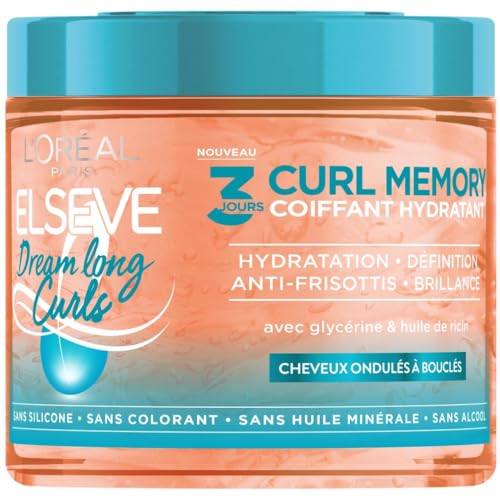 L’ORÉAL PARIS - Gelée Coiffante Définition Boucles 3 Jours Curl Memory - Cheveux Ondulés à Bouclés - Huile de Ricin & Glycérine Végétale - Sans...