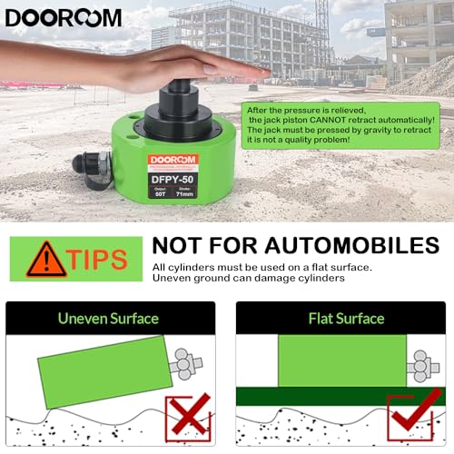 Image of 50T 2.6 inch Stroke Hydraulic Cylinder Portable Low Profile Jack Sets Multi-Acting Porta Power Ram Jack Kits Lifting Cylinder