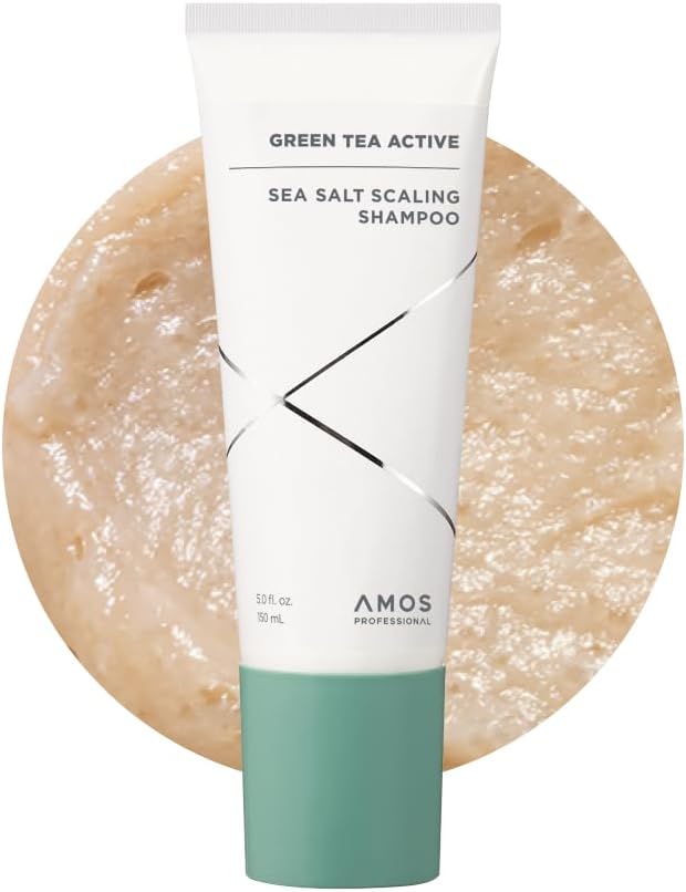AMOS PROFESSIONAL Green Tea Active Sea Salt Scaling Shampoo l Scalp Scrub, Deep Cleansing for Itchy, Oily Scalp, Sulfate Free, 5.0 fl. oz.