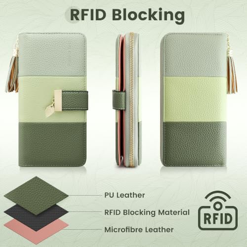 Image of Pomelo Best Womens Wallet RFID Blocking Bifold Multi Card Slots | Large Capacity, 12 Card Slots, Id Window, 3 Compartment, 2 Bill Hoder, Phone Compartment, Zipper Coin Pocket, Soft Leather