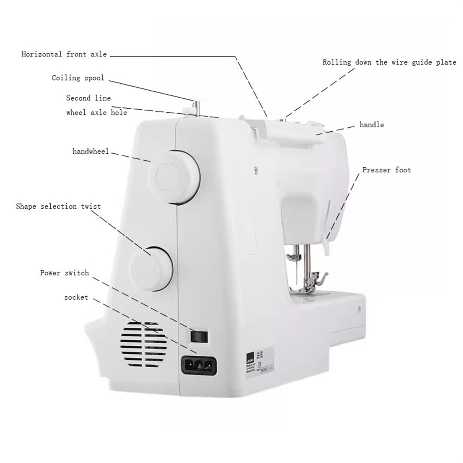 Maszyna do szycia, Maszyna do szycia Heavy Duty o mocy 60 W, 8 wbudowanych ściegów, metalowa rama, podwójna igła, wielofunkcyjne narzędzia domowe