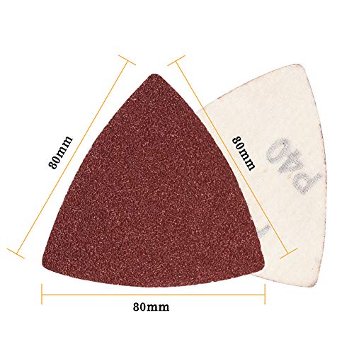 Papel de lija triangular grano 40 de 80mm para multiherramienta oscilante, pack de 30 piezas 6