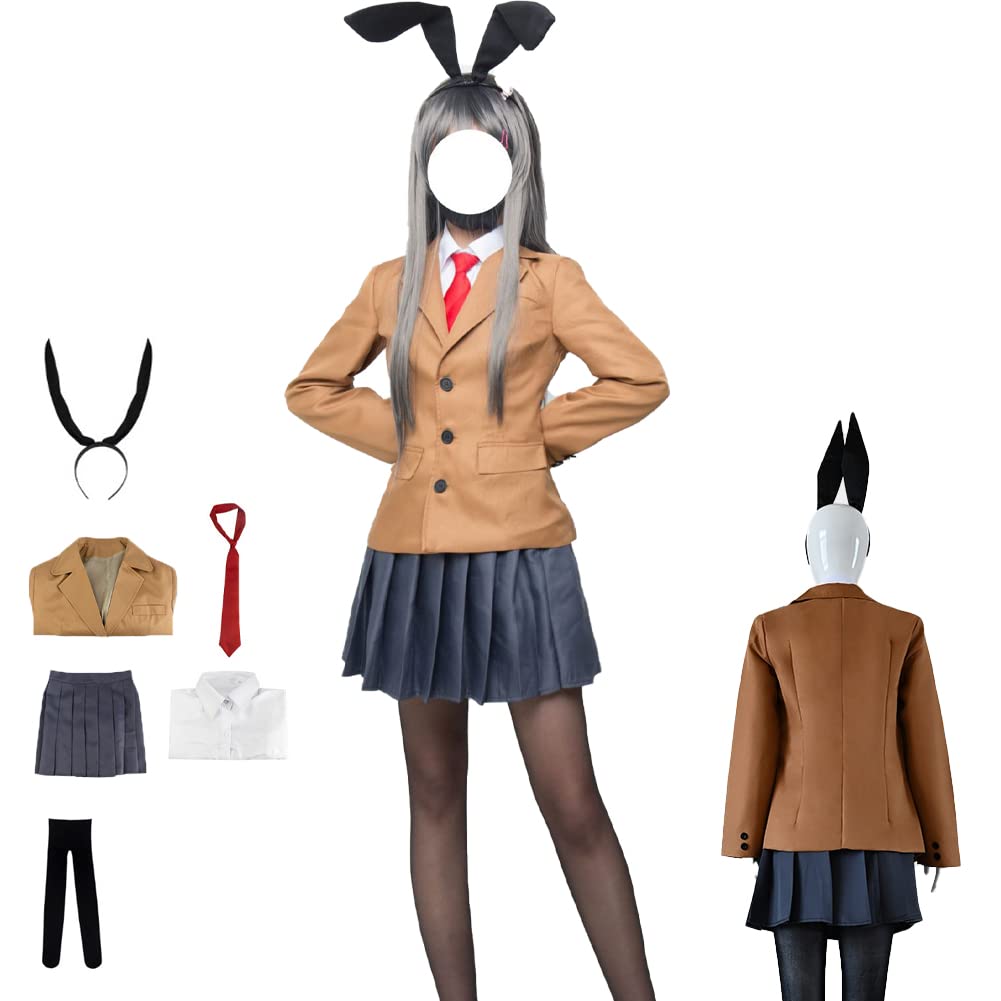 TFRVMASakurajima Cosplay Costume Sakurajima Cosplay Uniform Dress Full Set Brown Halloween Outfit
