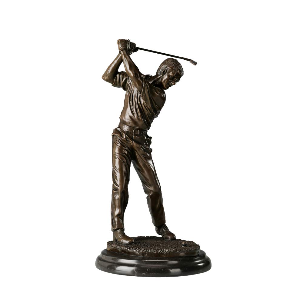 Brązowa statuetka golfisty rzeźba sportowa dekoracja biura domowego duża 43 cm H