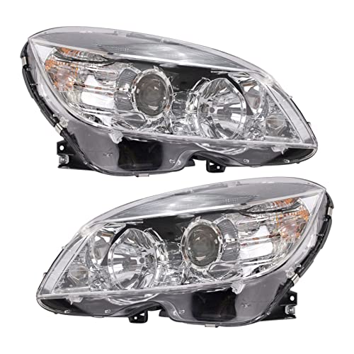 Headlight Assembly Set Headlights Driver & Passenger Side Halogen Compatible with 2008-2011 Mercedes-Benz C300 C350 C63 AMG MB2502162 MB2502163 MB2503162 MB2503163