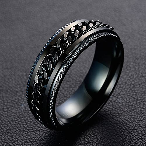 Image of Yellow Chimes Rings for Men and Boys | Black Colored Rings for Men | Stainless Steel Tough Dude Chain Rings for Men | Birthday Gift for Men and Boys Anniversary Gift for Husband