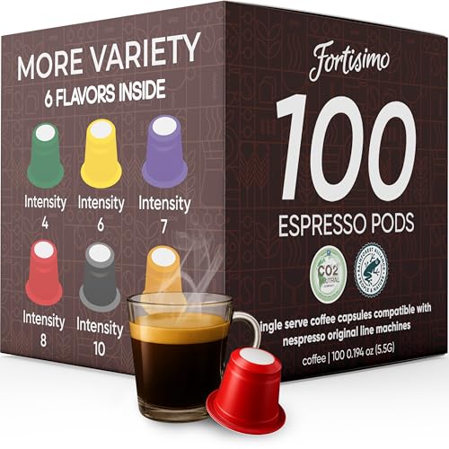 FORTISIMO Espresso Pods Variety Pack - 100 Count Espresso Capsules - Compatible with Nespresso Original Line Machines - Authentic and Refined Taste Freshly Packaged in Italy