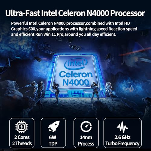 Image of BINTEC 10.1 inch Ultra-Thin Portable Mini Laptop,Celeron N4000 Processor (up to 2.8Ghz), 8GB RAM DDR4,Weight only About 0.8Kg,Built-in Webcam, WiFi, Easy to Carry (Gray, 8G+128GB SSD)