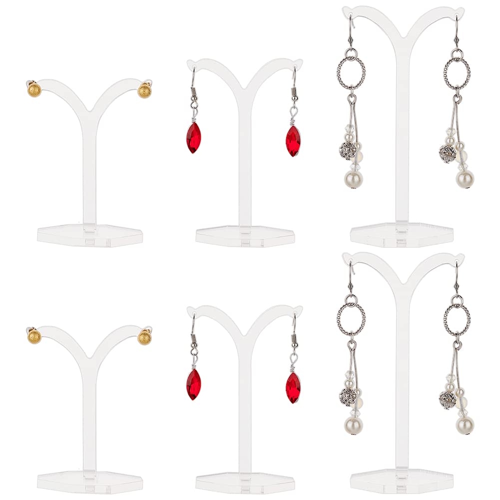FINGERINSPIRE 6 Pcs Y-Shaped Acrylic Earring Display Stands 3 Size Clear Earring Display Holder Jewelry Earrings Organizer Rack for Earrings, Ear Studs Jewelry Displays for Show, Home, Retail Shop