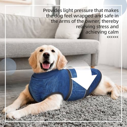 Image of Dog Anxiety Jacket - Blue, Large - Adjustable Anxiety Relief Coat Wraps for Fireworks, Thunder, Travel, Separation, Soft Dog Calming Vest Anti Anxiety Shirt for Basset Hound, Siberian Husky