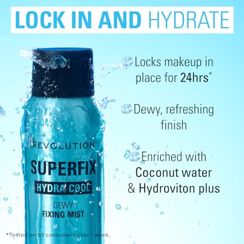 Image of Revolution, Superfix Hydra Cool Prep + Fix Continuous Fixing Mist, Hydrating Face Spray for Makeup, Infused with Aloe Vera, Vegan & Cruelty Free, 5.7 oz