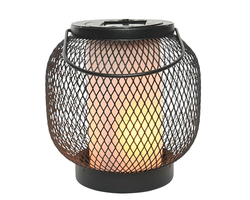 Lanterne solaire LED Lumineo noire 15cm en métal et plastique pour déco de jardin