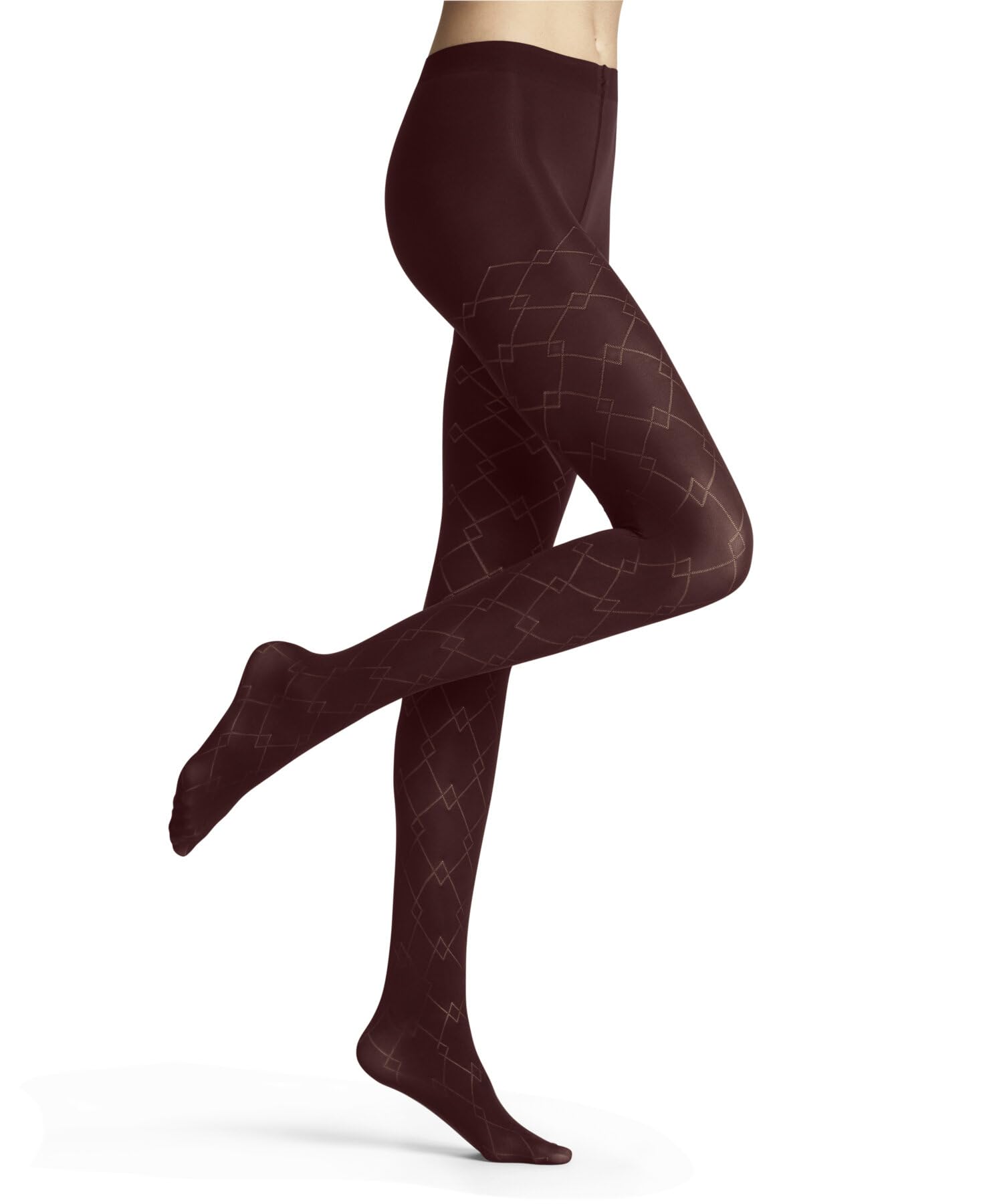 FALKE Women's Check Mate 60 DEN W Ti Semi-Opaque Patterned Tights 1 Pair, Brown Cayenne 5950, S